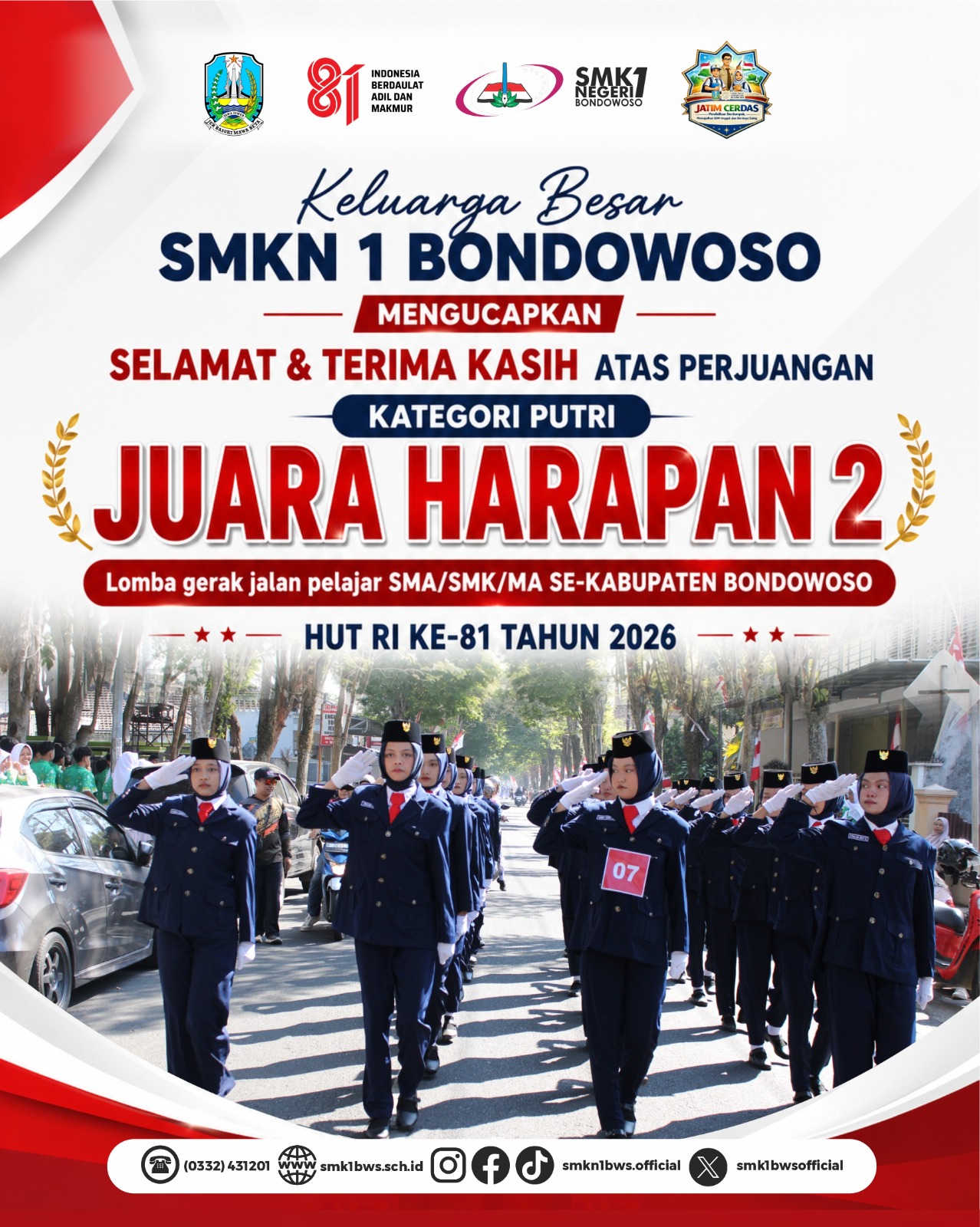Juara Harapan II Katagori Putri Lomba Gerak Jalan Pelajar